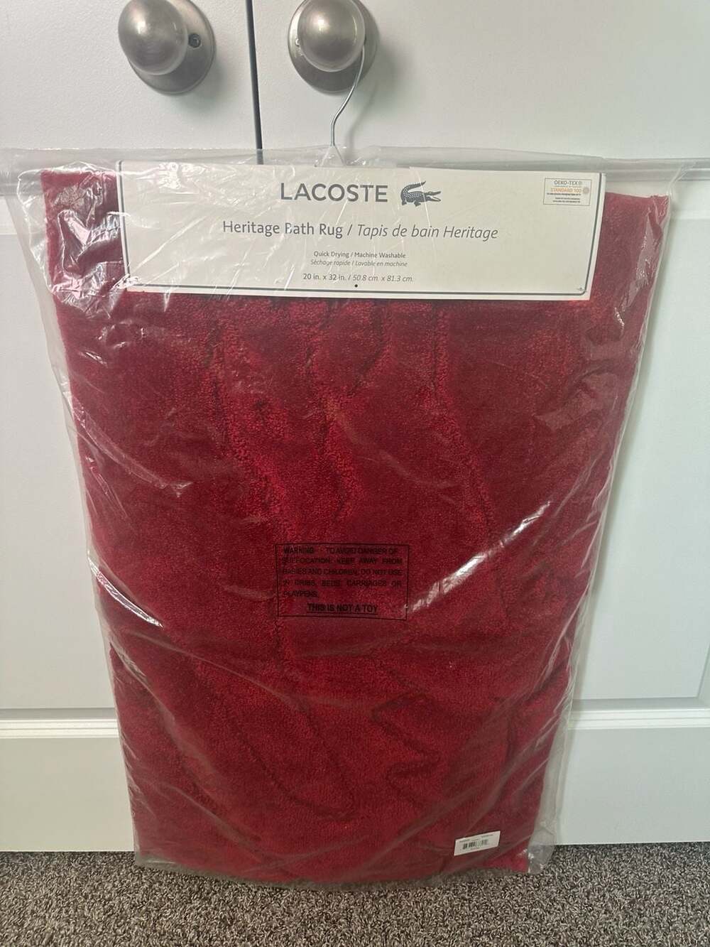 Lacoste Heritage Bath Rug Floor Mat Red 20 x 32 in